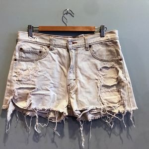 Levi's Destroyed High Waisted Shorts